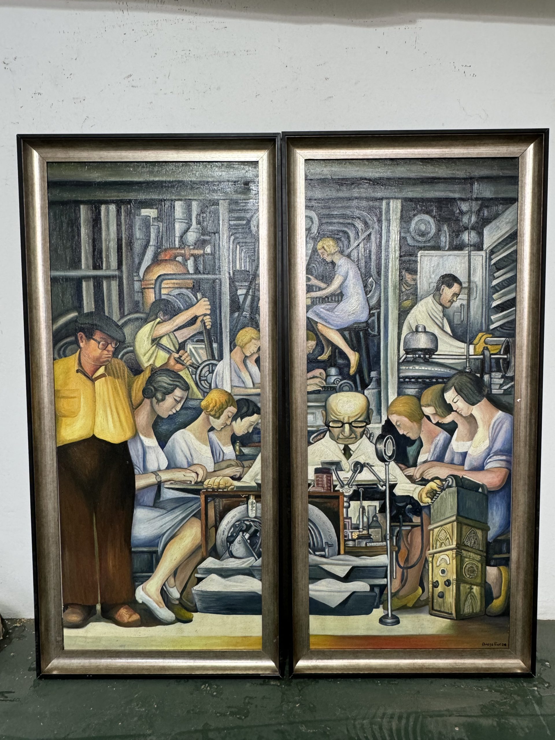 Magnificent two-piece Diego Rivera Painting